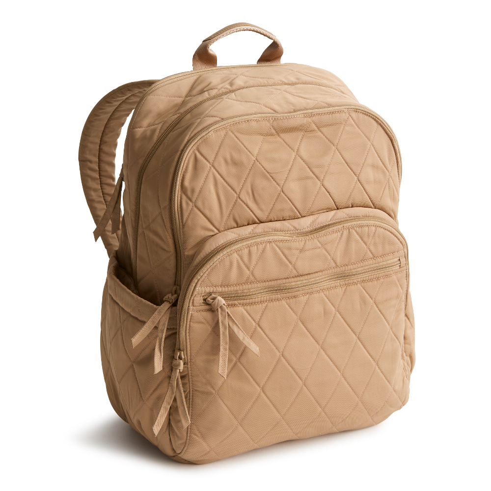 A large size backpack form Vera Bradley in the color tan.