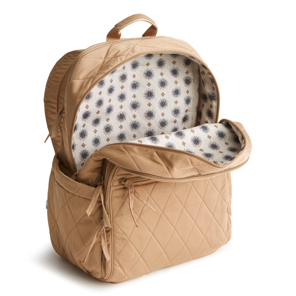 A large size backpack form Vera Bradley in the color tan.
