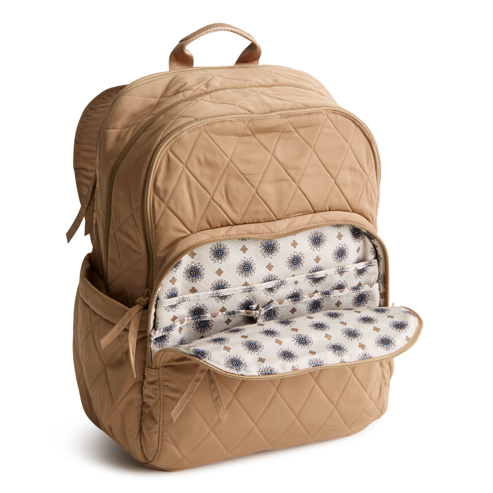 A large size backpack form Vera Bradley in the color tan.