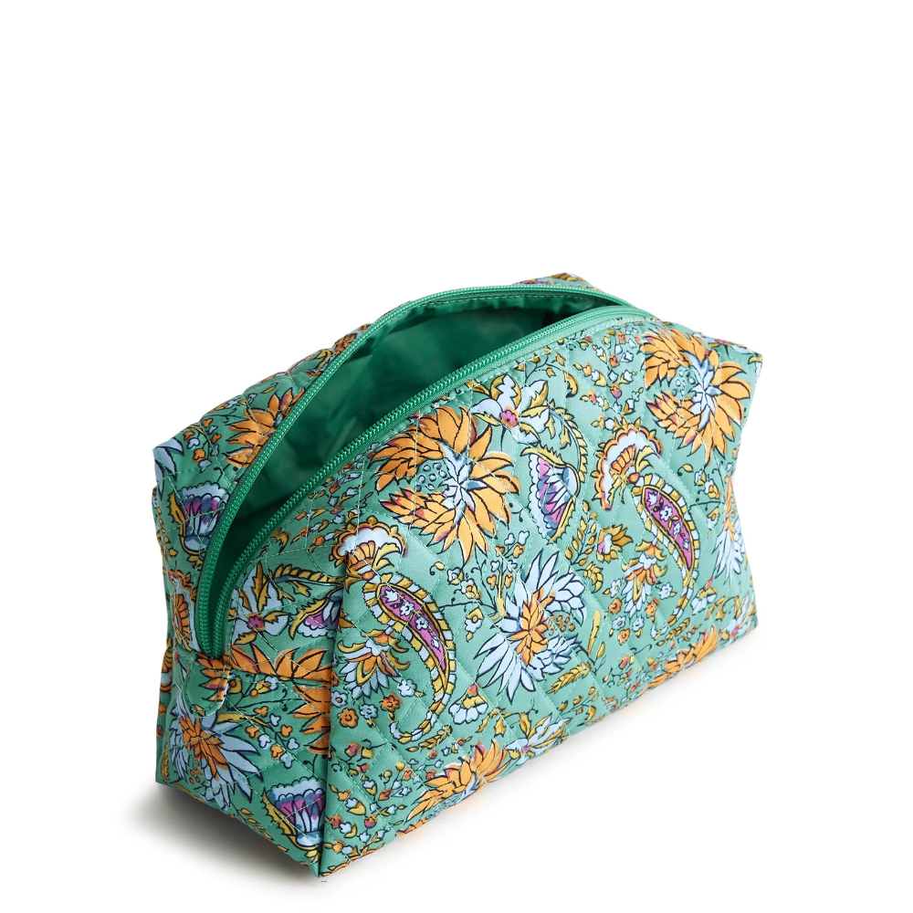 Vera Bradley Large Cosmetic in Cotton Gabardine shown in Gemstone Paisley pattern.