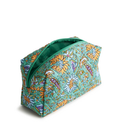 Vera Bradley Large Cosmetic in Cotton Gabardine shown in Gemstone Paisley pattern.