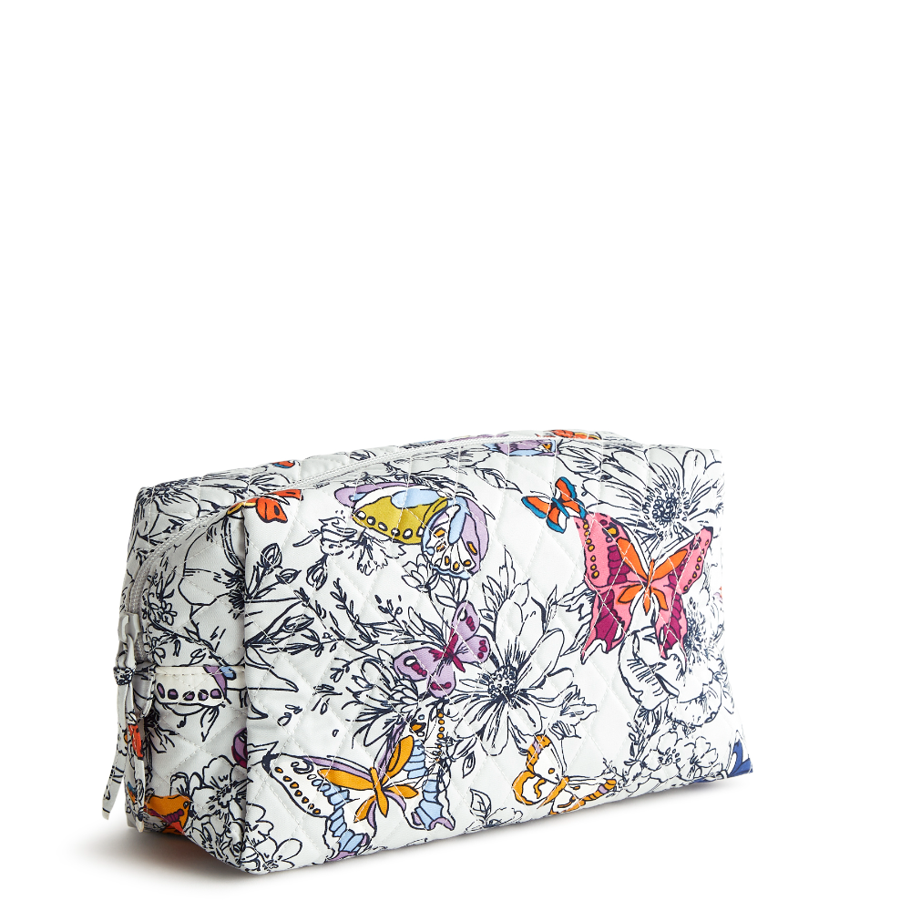 A large cosmetic bag from Vera Bradley. Shown in Vera Bradley Wing Bloom.