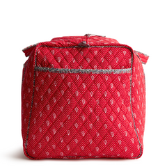 A large size duffel bag in the color red, made from Vera Bradley in Cotton Gabardine fabric.