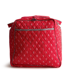 A large size duffel bag in the color red, made from Vera Bradley in Cotton Gabardine fabric.