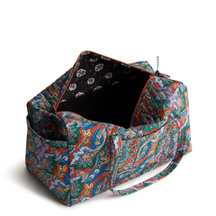 Vera Bradley duffel bag in Flowers + Feathers pattern.