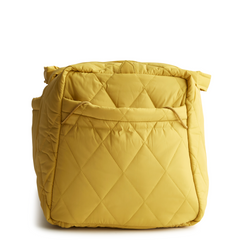 A large duffel bag designed by Vera Bradley in the color Nylon Golden Olive. The bag is designed with nylon fabric.