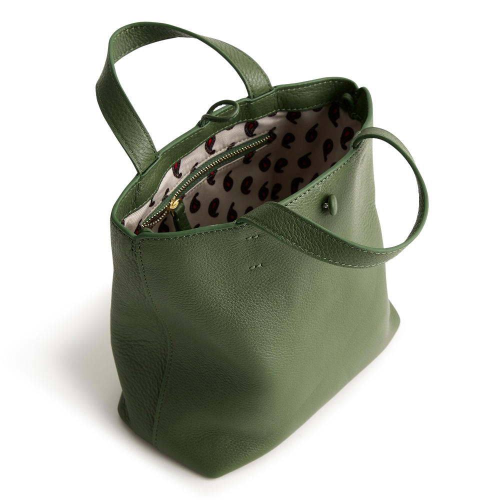 A green leather mini tote bag from Vera Bradley.