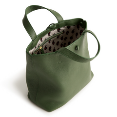 A green leather mini tote bag from Vera Bradley.