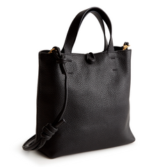 A black leather mini tote bag from Vera Bradley.
