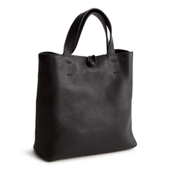A black leather mini tote bag from Vera Bradley.