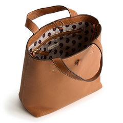 A tan leather mini tote bag from Vera Bradley.