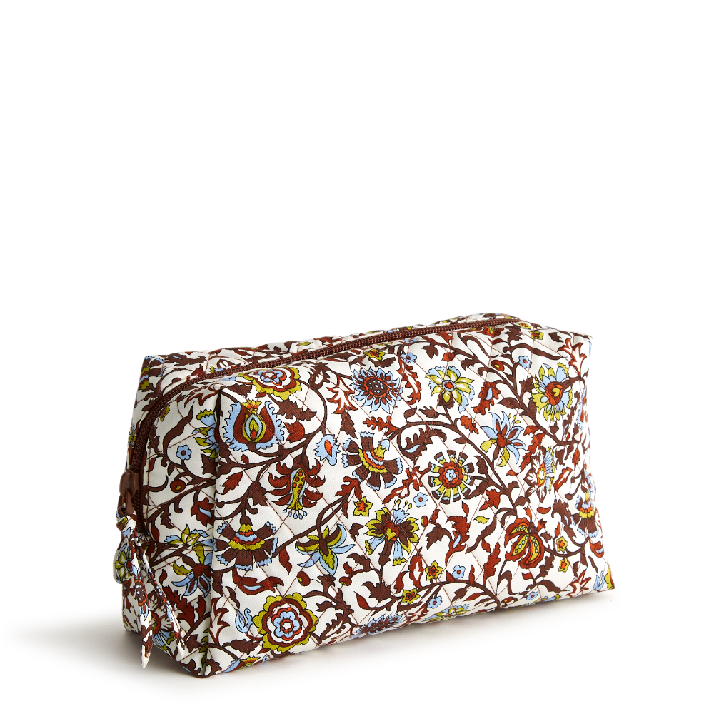 Vera Bradley Medium Sized Cosmetic Bag in the pattern, Marrakesh Vines Cream.