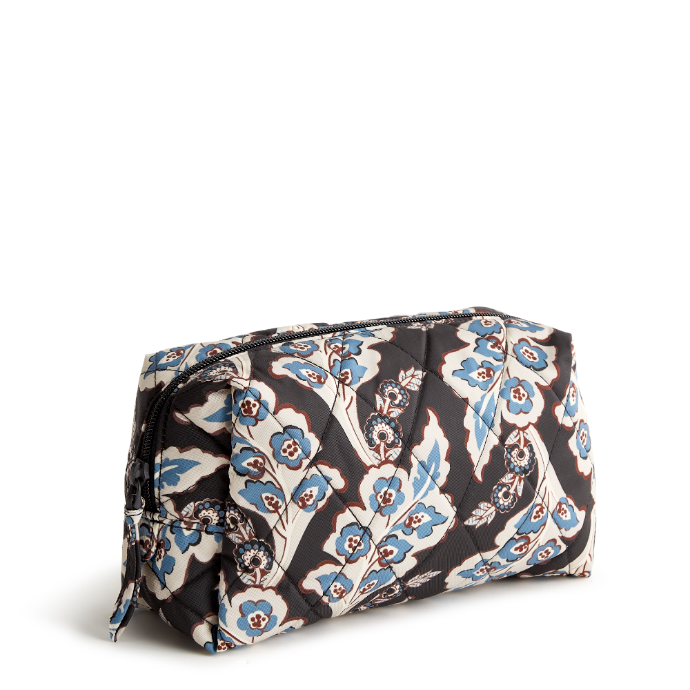 Medium sized cosmetic bag from Vera Bradley in the pattern Calyx Quill Black.