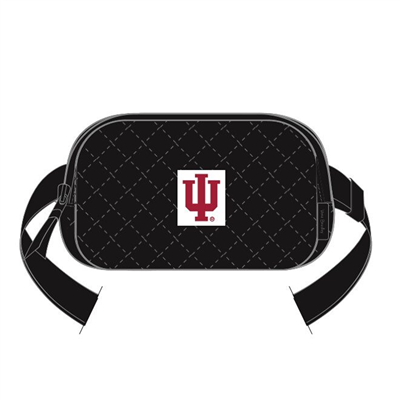 Vera Bradley Mini Belt Bag in Solid Black, with an Indiana University  logo.