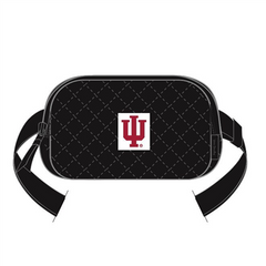 Vera Bradley Mini Belt Bag in Solid Black, with an Indiana University  logo.