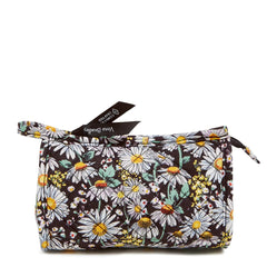 Mini Trapeze Cosmetic Bag - Daisies White