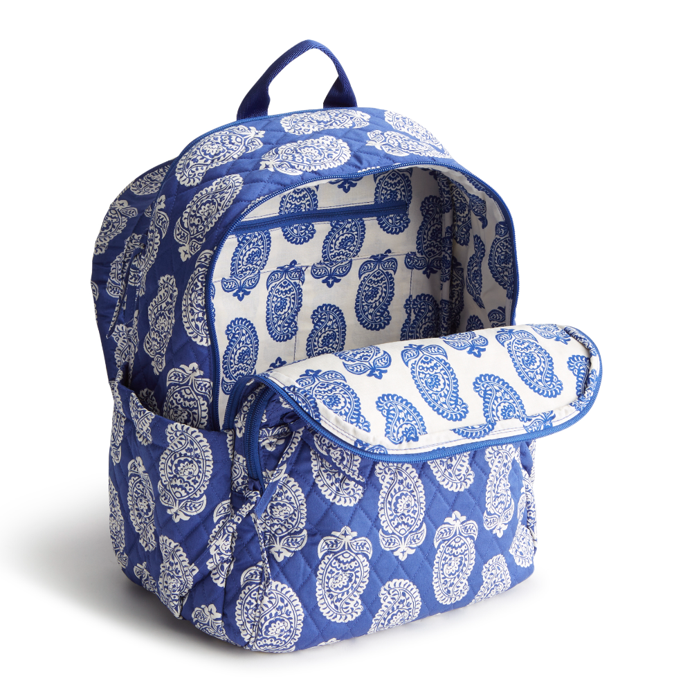 The new Vera Bradley New Day Bancroft backpack in pattern Iconic Paisley Deep Undermarine.