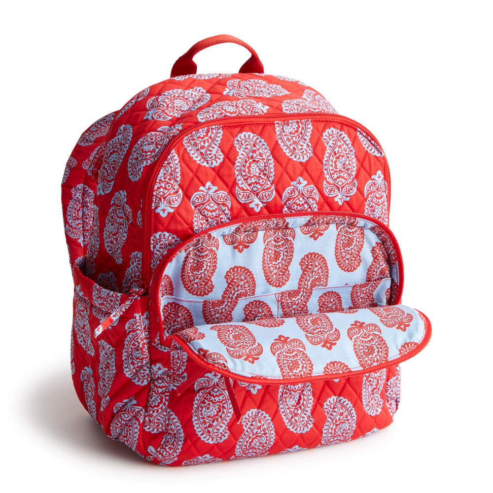 The new Vera Bradley New Day Bancroft backpack in pattern Iconic Paisley Gogi Berry Red.
