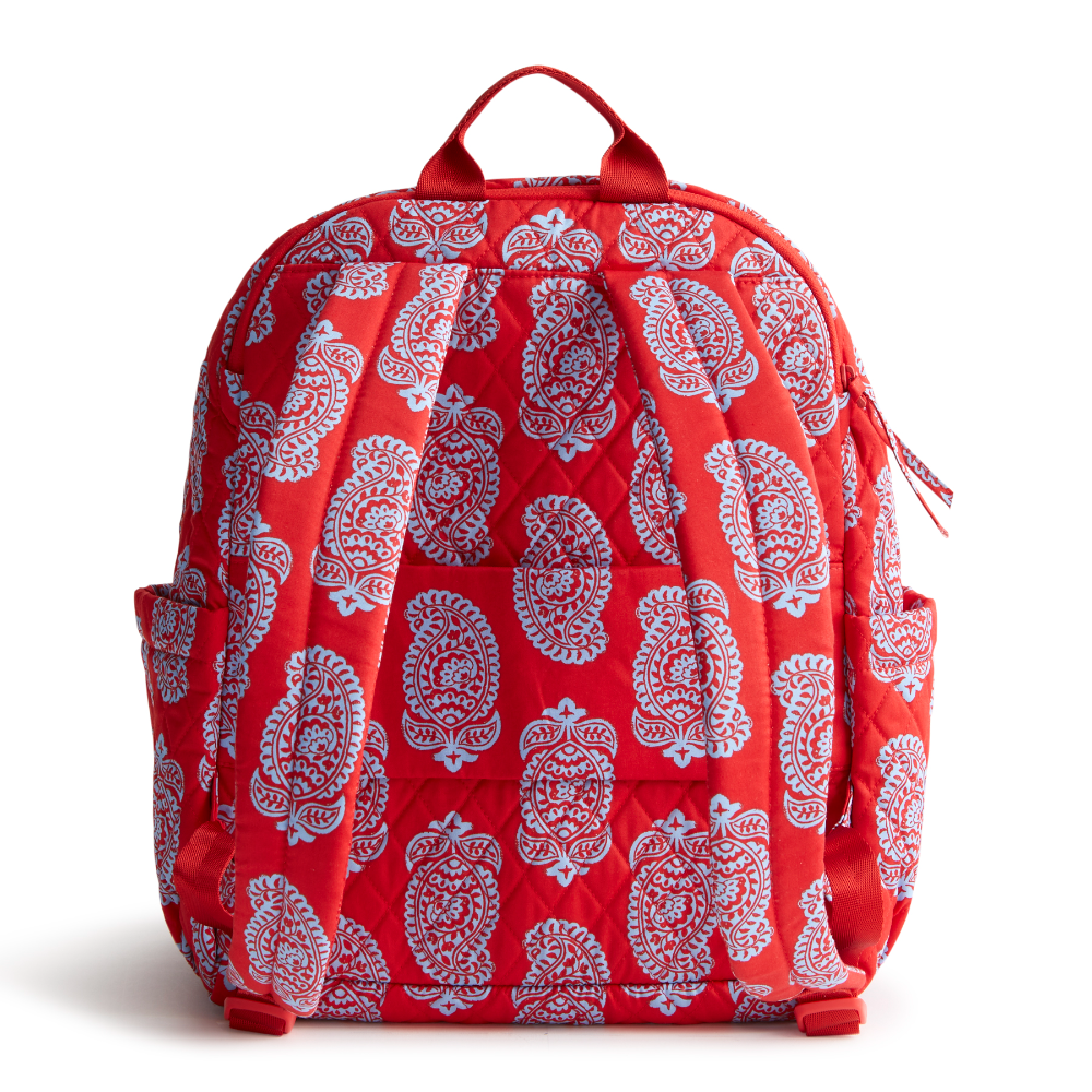 The new Vera Bradley New Day Bancroft backpack in pattern Iconic Paisley Gogi Berry Red.