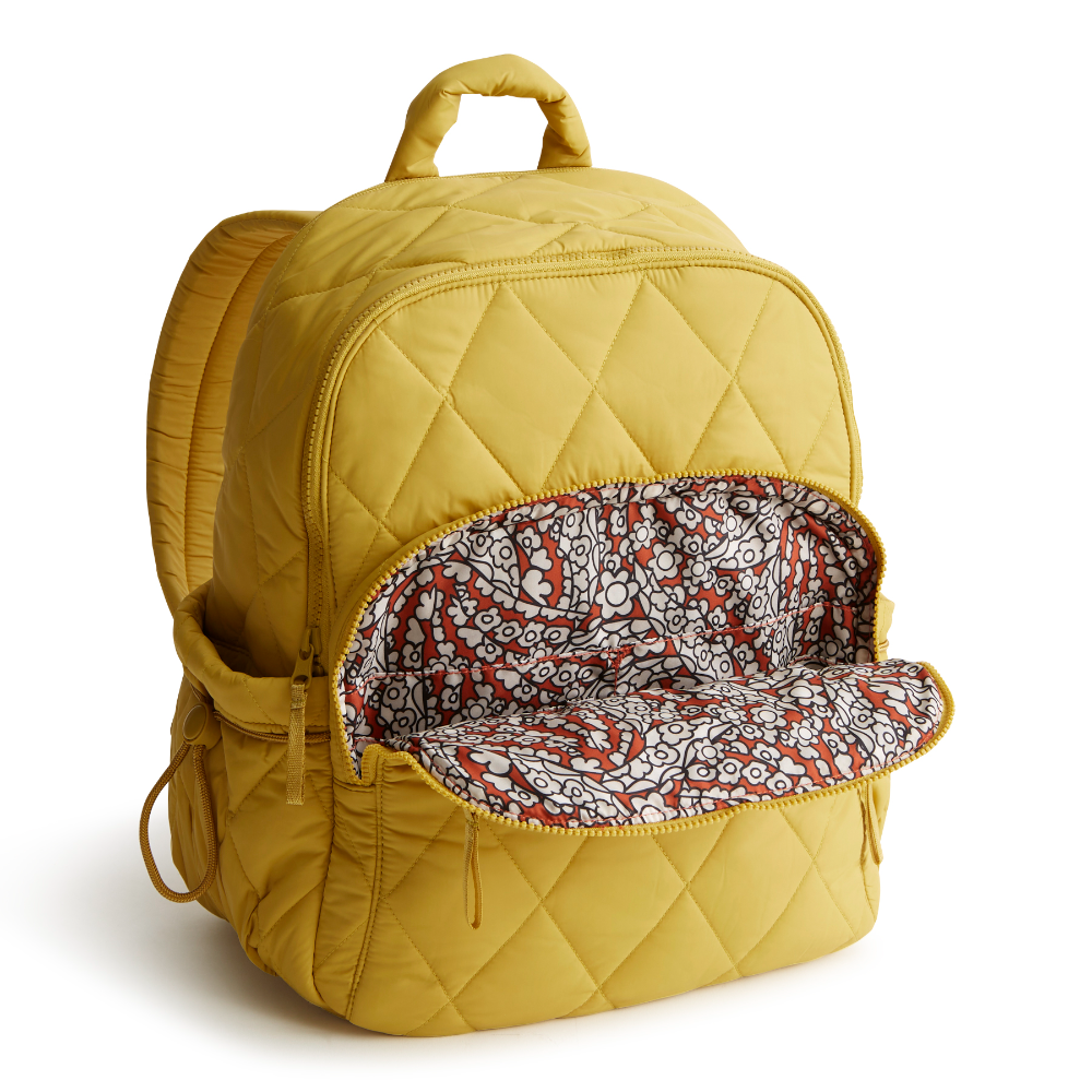 A Vera Bradley Backpack designed from Nylon in the Vera Bradley New Day pattern Golden Olive.