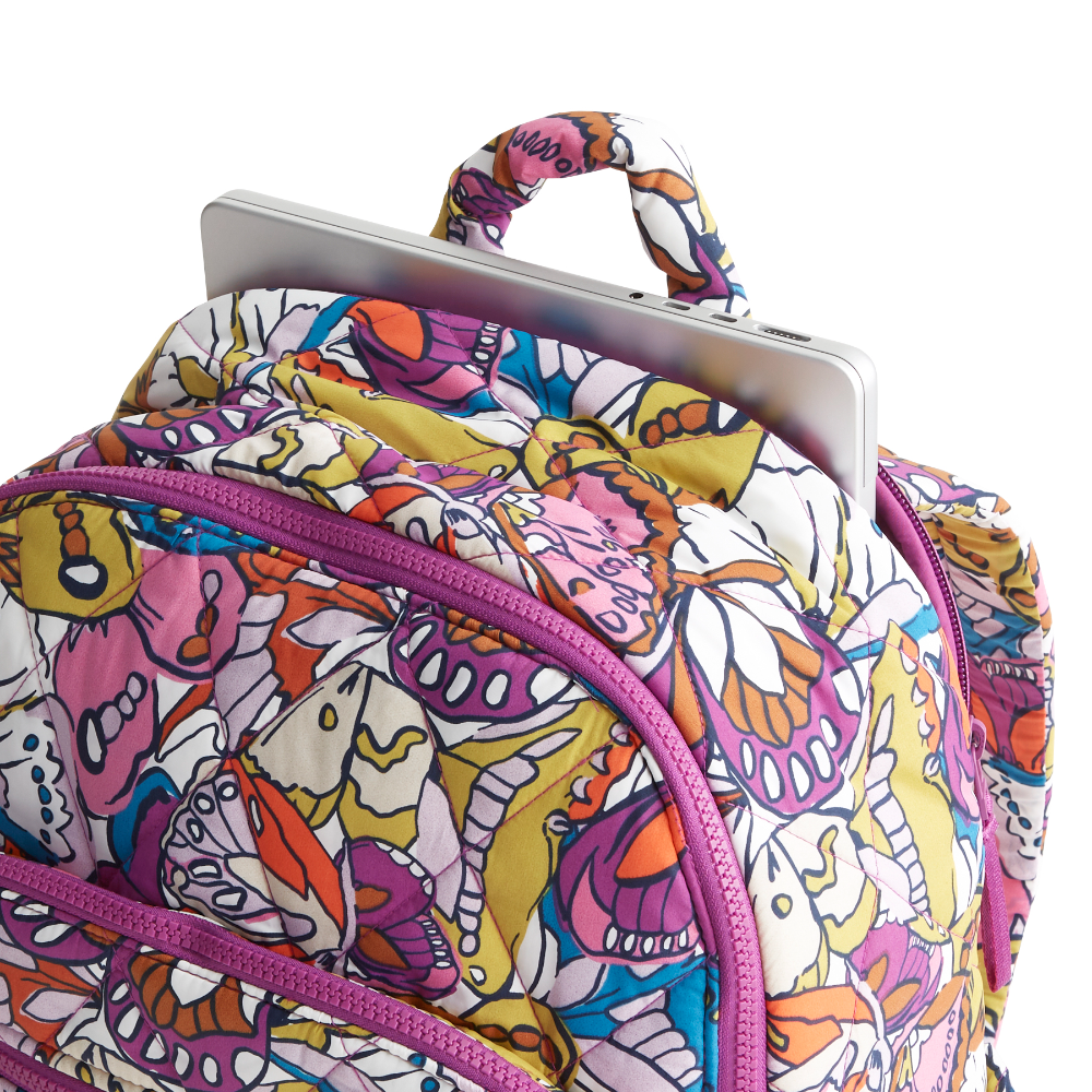 A Vera Bradley Backpack designed from Nylon in the Vera Bradley New Day pattern Flutter.