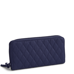 A Vera Bradley New Day wallet designed out of cotton gabardine, in the pattern Peacoat.