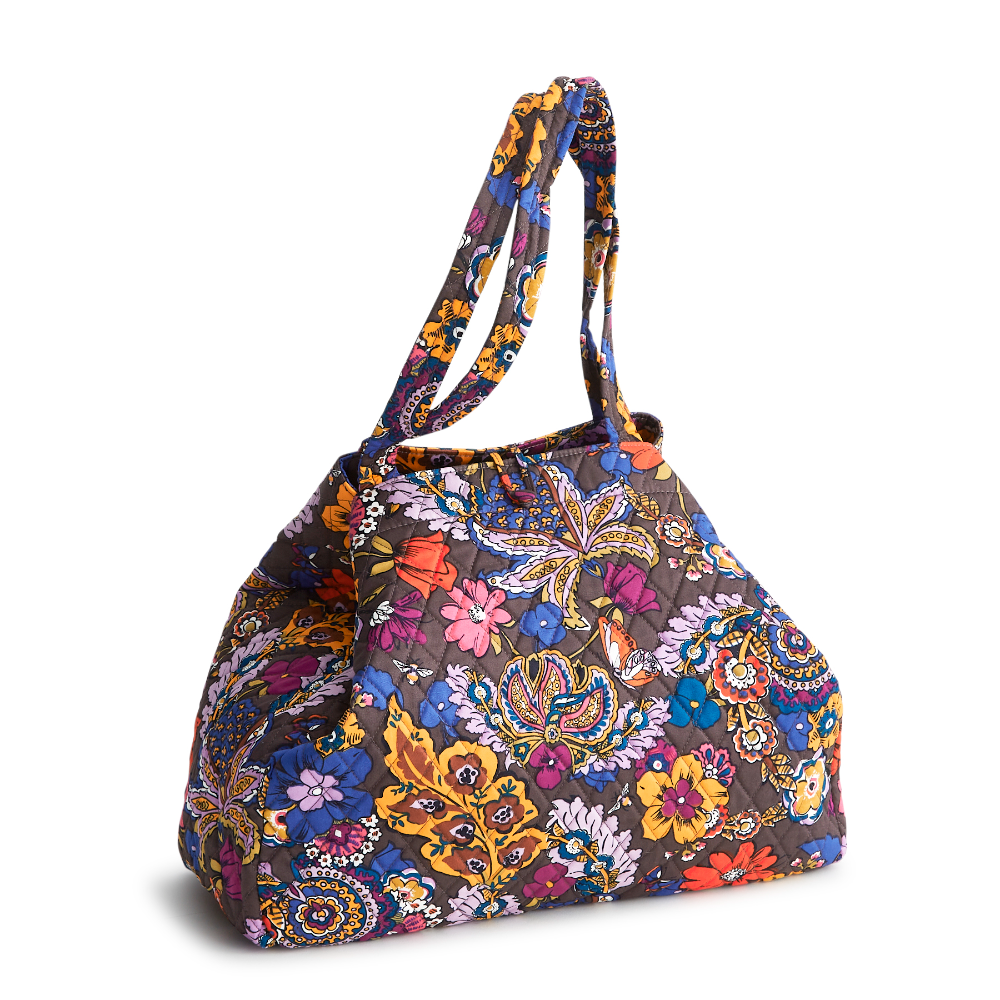 Hathaway Tote - Cotton Gabardine Fabric - Vera Bradley New Day Colorful Bouquet Pattern.