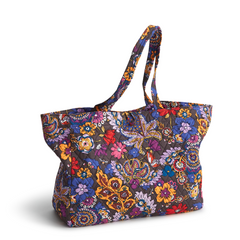 Hathaway Tote - Cotton Gabardine Fabric - Vera Bradley New Day Colorful Bouquet Pattern.