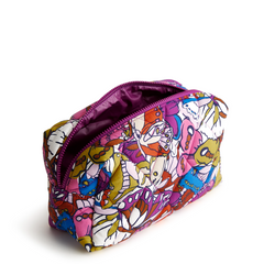 A purple cosmetic bag from Vera Bradley in nylon fabric. Shown in the pattern: Flutter.