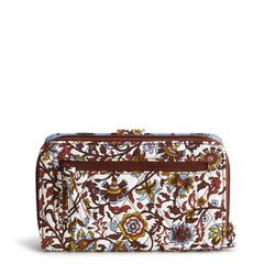 Vera Bradley Large Tab Wallet in Cotton Gabardine fabric, shown in the Vera Bradley New Day Pattern, Marrakesh Vines Crean.