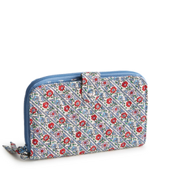 Vera Bradley Large Tab Wallet in Cotton Gabardine fabric, shown in the Vera Bradley New Day Pattern, Bias Mini Vines Ribbons.