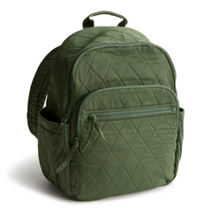 A green color Bancroft Backpack from Vera Bradley New Day. The backpack is designed from Polyester Twill. This bag is shown in pattern Bronze Green.