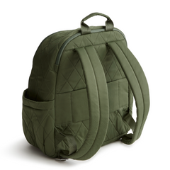 A green color Bancroft Backpack from Vera Bradley New Day. The backpack is designed from Polyester Twill. This bag is shown in pattern Bronze Green.