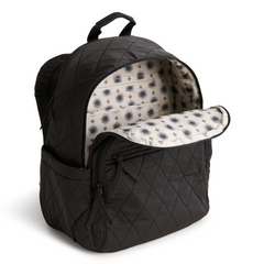 A black color Bancroft Backpack from Vera Bradley New Day. The backpack is designed from Polyester Twill. This bag is shown in pattern Moonless Night.