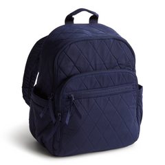 A navy color Bancroft Backpack from Vera Bradley New Day. The backpack is designed from Polyester Twill. This bag is shown in pattern Peacoat.