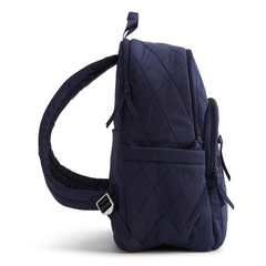 A navy color Bancroft Backpack from Vera Bradley New Day. The backpack is designed from Polyester Twill. This bag is shown in pattern Peacoat.