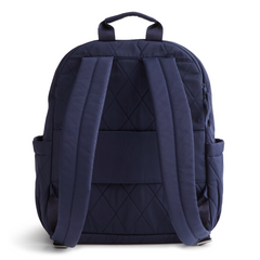 A navy color Bancroft Backpack from Vera Bradley New Day. The backpack is designed from Polyester Twill. This bag is shown in pattern Peacoat.