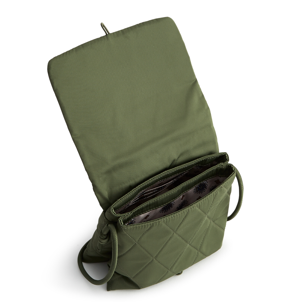 A green color hipster bag from Vera Bradley New Day, in the pattern Bronze Green.