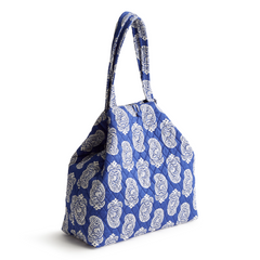 An original tote bag from Vera Bradley designed out of cotton gabardine. Shown in the pattern, Iconic Paisley Deep Ultramarine.