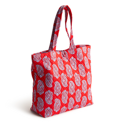 An original tote bag from Vera Bradley designed out of cotton gabardine. Shown in the pattern, Iconic Gogi Berry Red.