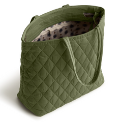 An original tote bag from Vera Bradley, made from polyester twill fabric. Shown in the pattern Bronze Green.