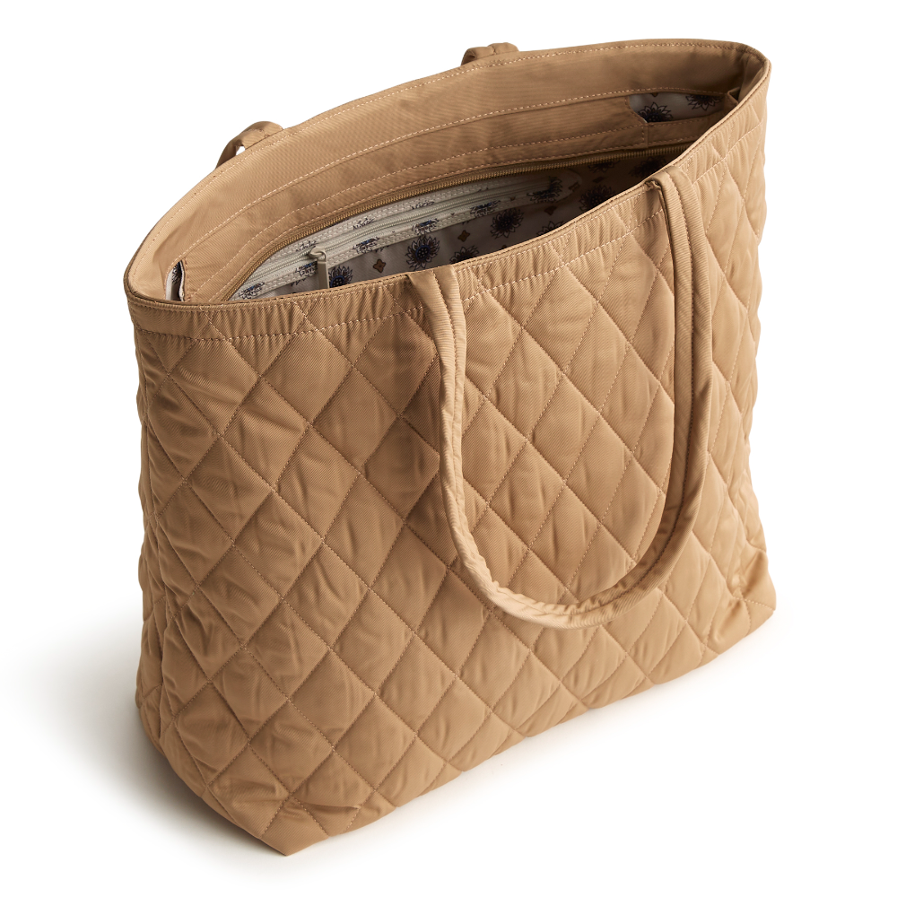 An original tote bag from Vera Bradley, made from polyester twill fabric. Shown in the pattern Tiger's Eye.