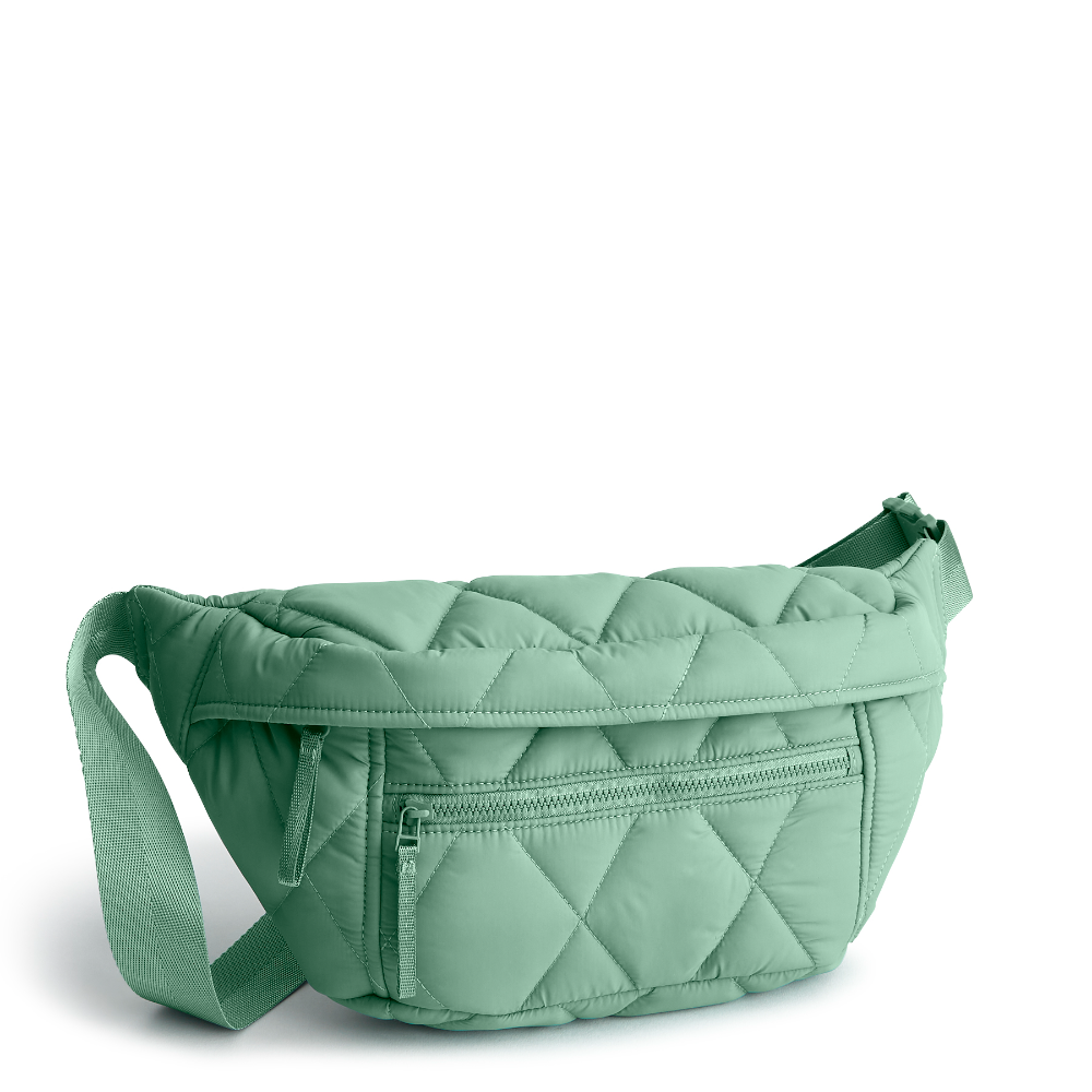 A Vera Bradley Portnoy Belt Bag made from Nylon fabric, shown in the pattern: Beryl Green.