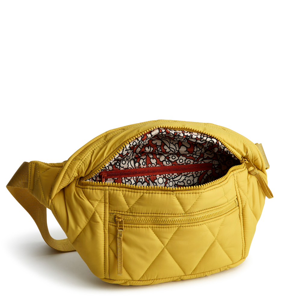 A Vera Bradley Portnoy Belt Bag made from Nylon fabric, shown in the pattern: Golden Olive.