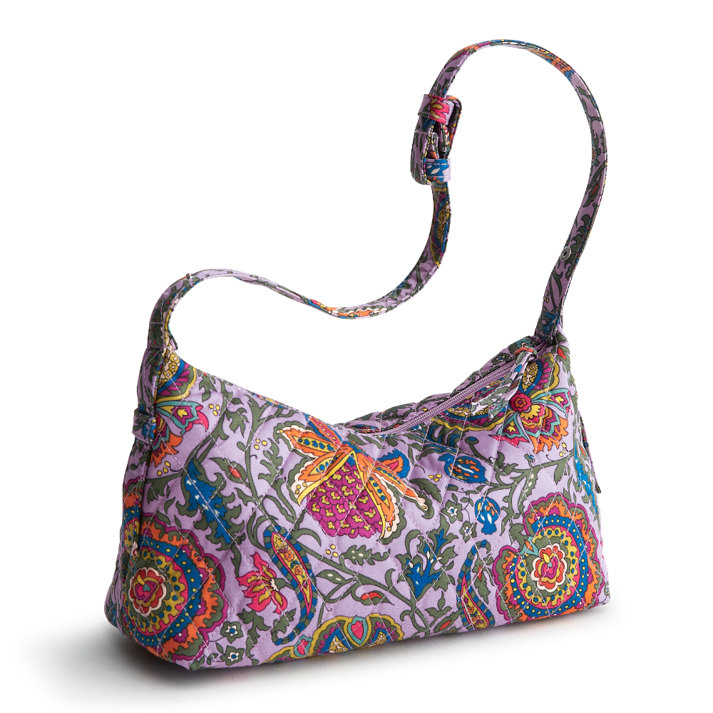 Roxbury Crescent Shoulder Bag - Cotton Gabardine Fabric - Shown in the pattern Colorful Bouquet.