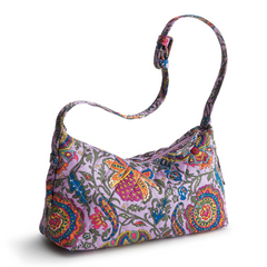 Roxbury Crescent Shoulder Bag - Cotton Gabardine Fabric - Shown in the pattern Colorful Bouquet.