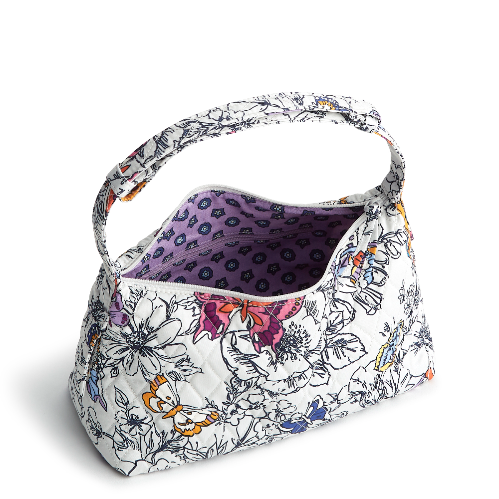 Roxbury Crescent Shoulder Bag - Cotton Gabardine Fabric - Shown in the pattern Wing + Bloom.