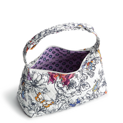 Roxbury Crescent Shoulder Bag - Cotton Gabardine Fabric - Shown in the pattern Wing + Bloom.