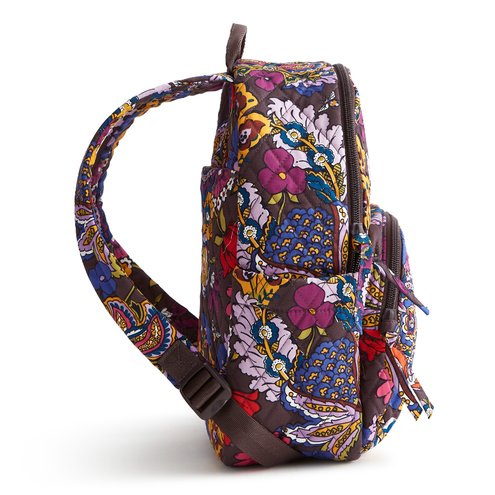 A Vera Bradley small backpack in the pattern Colorful Bouquet.