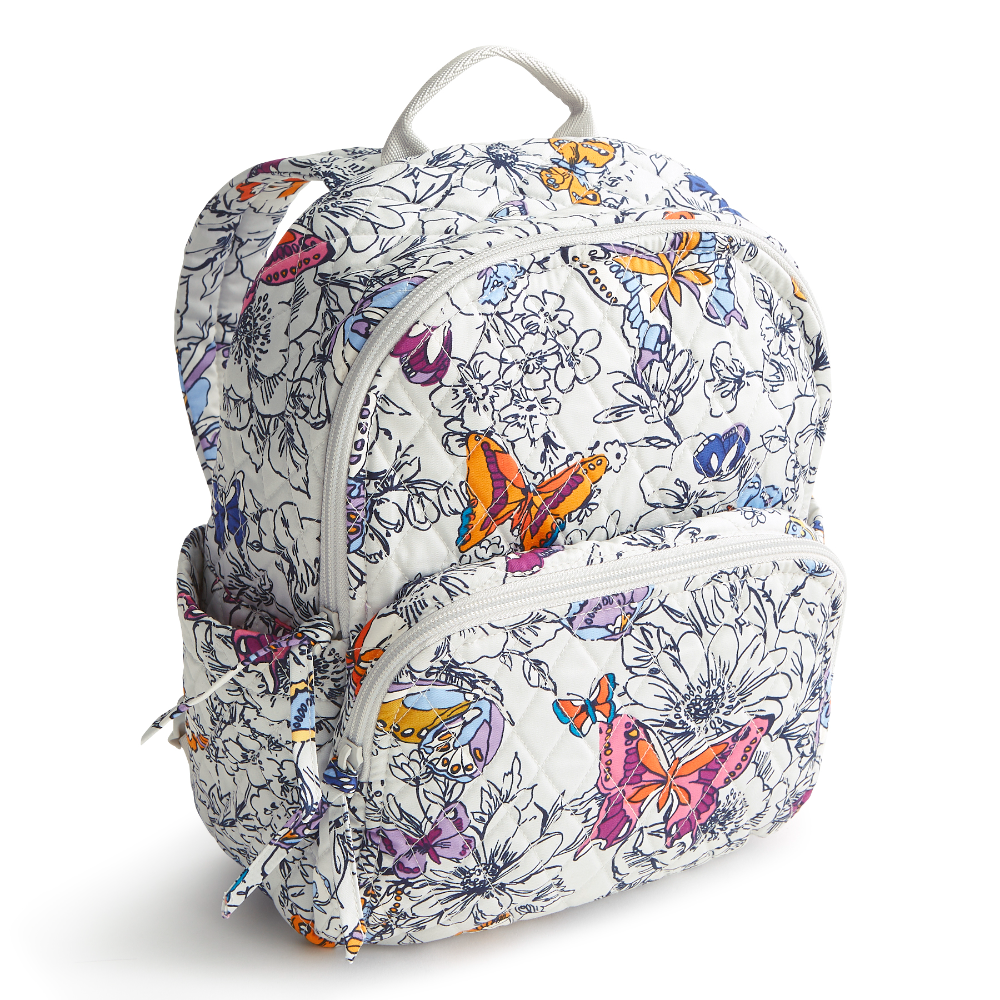 A Vera Bradley small backpack in the pattern Wing + Bloom.